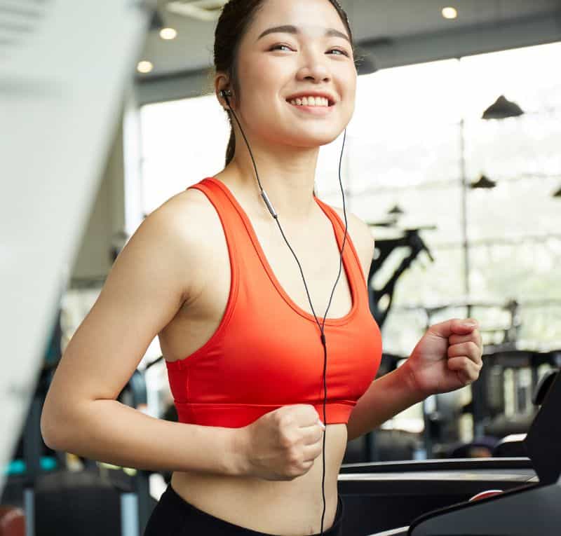 woman running on a treadmill